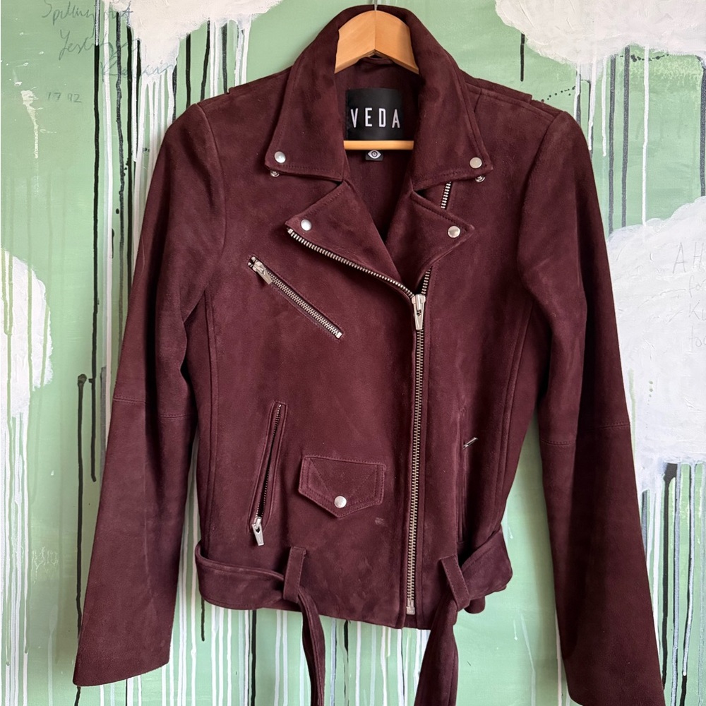 Veda Women's Deep Burgundy Leather Jacket